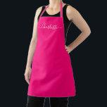 Girly hot pink custom modern script name monogram apron<br><div class="desc">Personalised hot pink custom modern script name text monogram solid plain colour girly stylish elegant chic hot pink fuchsia and white text kitchen Apron. Customise,  personalise it with name,  quote,  phrase,  or text.
Great for cooks,  chefs,  pottery,  ceramics,  crafts,  work,  kitchen,  baking,  bbq,  grill,  etc</div>
