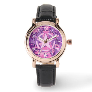 Girly Hot Pink Digital Camouflage Camo Dial Watch