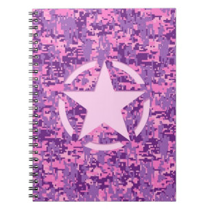 Girly Hot Pink Digital Camouflage Camo Notebook