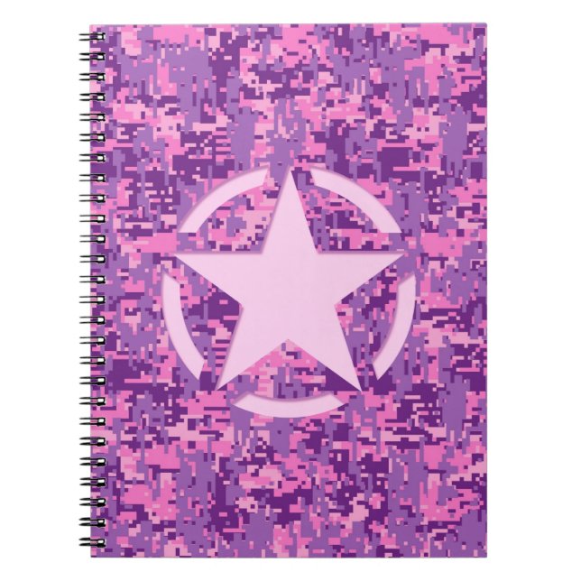 Girly Hot Pink Digital Camouflage Camo Notebook (Front)