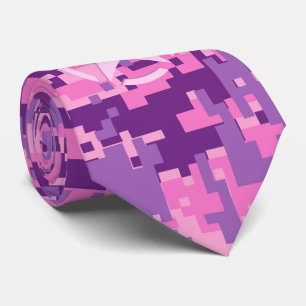 Girly Hot Pink Digital Camouflage Camo Tie