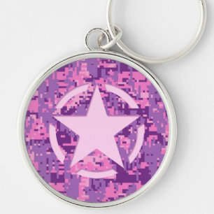 Girly Hot Pink Digital Camouflage Decor Key Ring