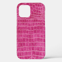 Girly Hot Pink Faux Crocodile Leather