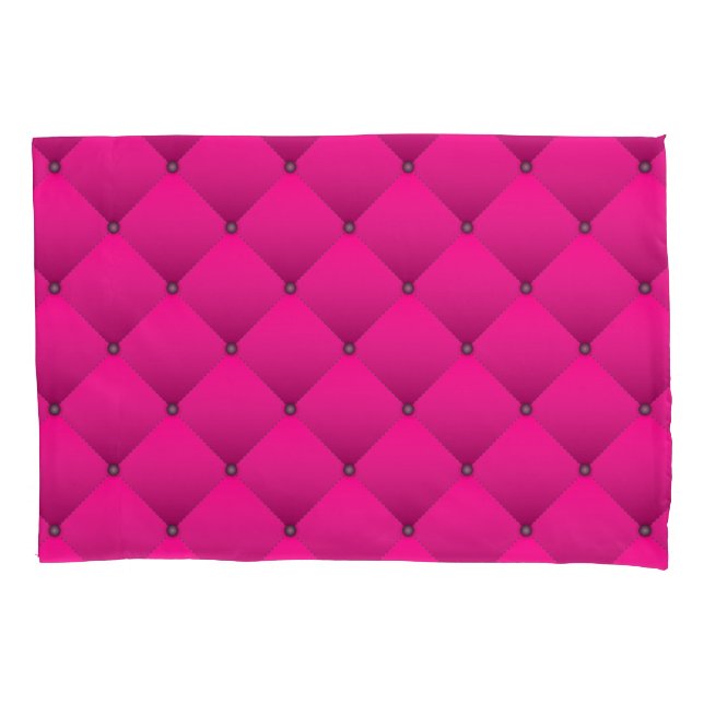 Girly Hot Pink Faux Quilted Diamond Pattern Pillowcase (Front)