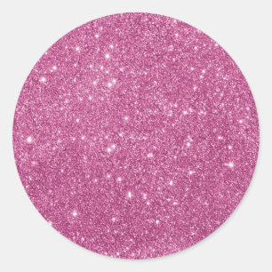 Girly Hot Pink Glitter  Classic Round Sticker