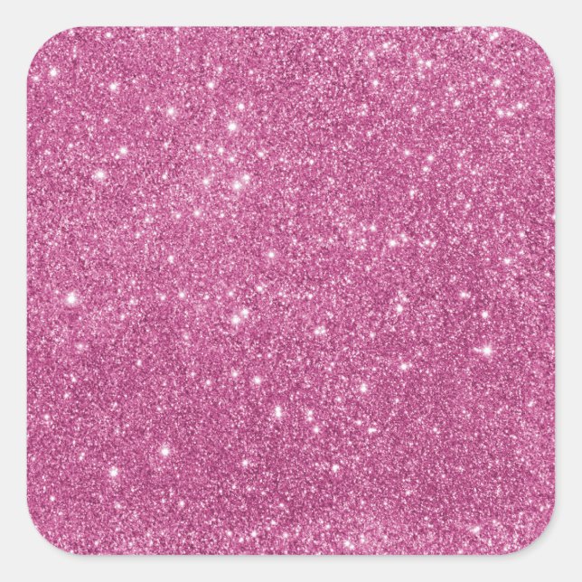 Girly Hot Pink Glitter  Classic  Square Sticker (Front)