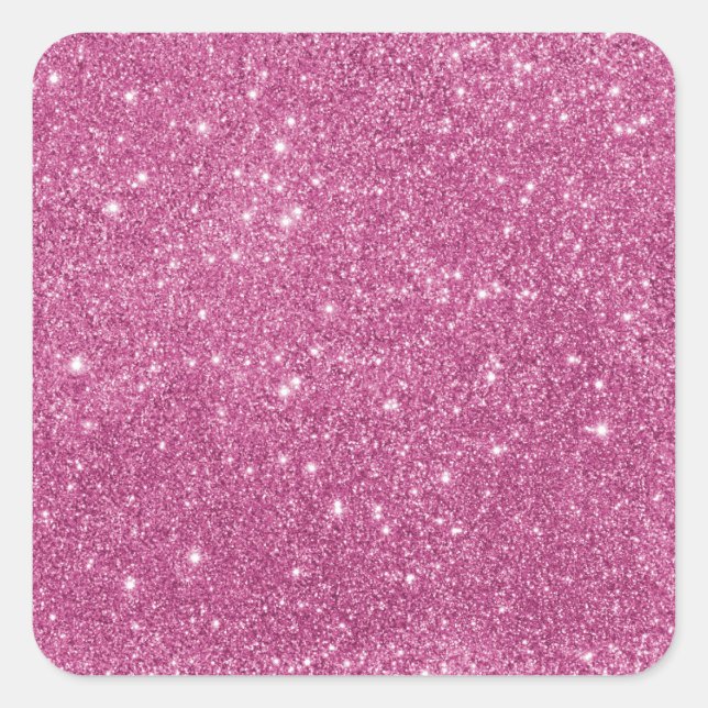 Girly Hot Pink Glitter  Classic  Square Sticker (Front)