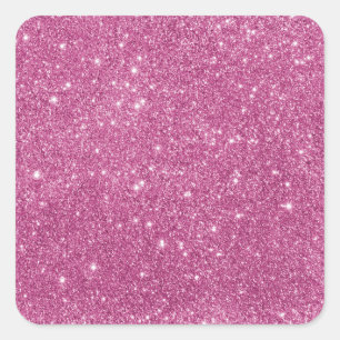 Girly Hot Pink Glitter Classic Square Sticker
