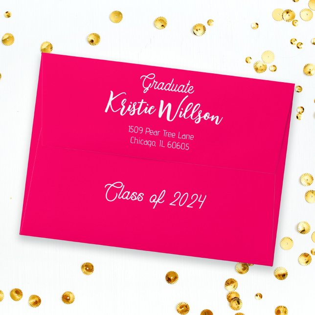 Girly Hot Pink Hair Stylist Graduation Party Chic Envelope (Creator Uploaded)