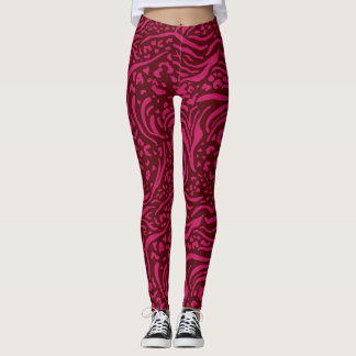 Girly hot pink &maroon tiger animal print leggings
