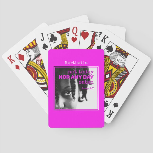 Girly Hot Pink Named NOT TODAY SATAN Playing Cards (Back)