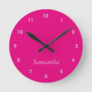 Girly Hot Pink On Pink Round Clock