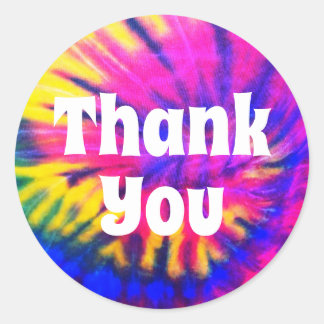 Girly Hot Pink Tie-Dyed Thank You Classic Round Sticker