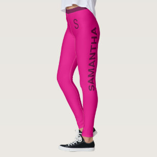Girly Hot Pink With Customisable Name And Monogram Leggings