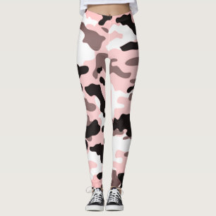 Girly in Fashion Pink Black & White Army Leggings