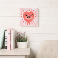 Girly Initial Monogram Coral Watercolor Heart