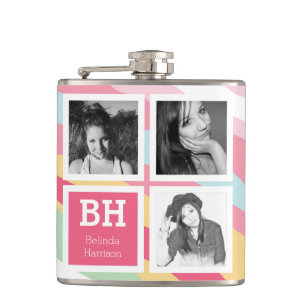 Girly Instagram Selfies Personalised Photo Hip Flask