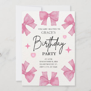 Girly invitation birthday party pink coquette girl
