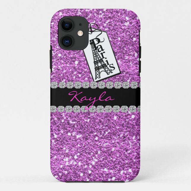 Girly IPHONE 5 CASE PINK. PARIS BLING (Back)