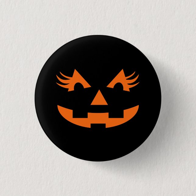 Girly Jack O Lantern Halloween 3 Cm Round Badge (Front)