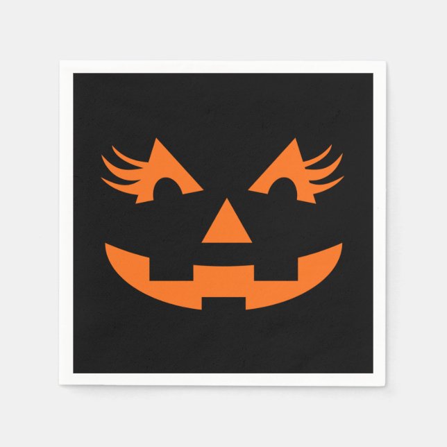 Girly Jack O Lantern Halloween Napkin (Front)