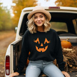 Girly Jack O Lantern Pumpkin Face Halloween Sweatshirt<br><div class="desc">Celebrate Halloween in style with this girly pumpkin face black sweatshirt. This fun orange jack o lantern women's design has a bright toothy grin and fabulous eyelashes!</div>