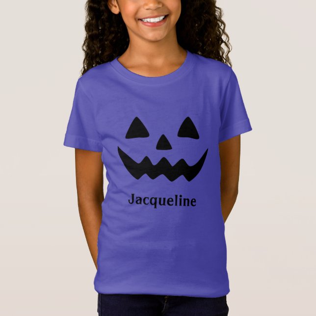 Girly Jack O Lantern Pumpkin Face T-Shirt (Front)