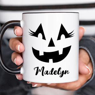 Girly Jack O Lantern Script Name Halloween Mug