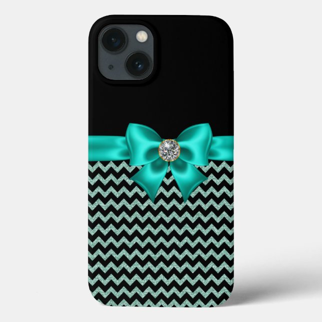 Girly Jewelled Turquoise Bow Case-Mate iPhone Case (Back)