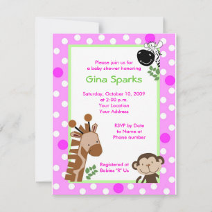 Girly Jungle Adventure Safari Baby Shower Invite