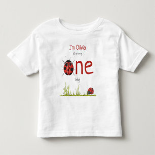 Girly Ladybug turning One Birthday Party Toddler T-Shirt
