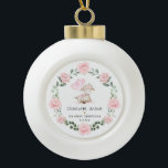 Girly Lamb Blush Flower Wreath Baby 1st Christmas Ceramic Ball Christmas Ornament<br><div class="desc">This adorable design features a pretty baby sheep,  lovely pink balloons and elegant eucalyptus   blush floral wreath.</div>
