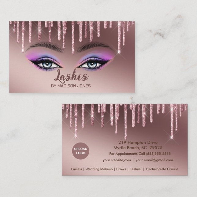 Girly Lash Artist Glitter Business Cards (Front/Back)