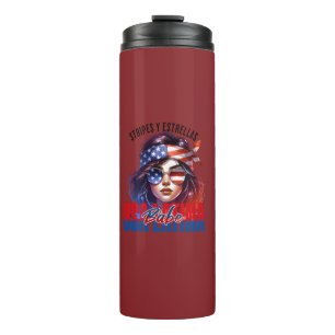 Girly Latina  Fourth of July Independence Day Cook Thermal Tumbler