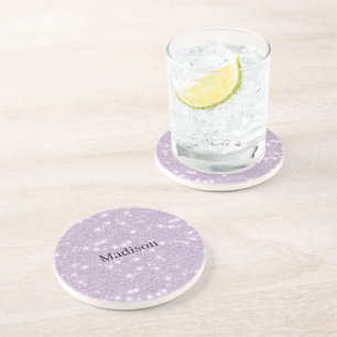 Girly Lavender Faux Glitter Sparkle Coaster