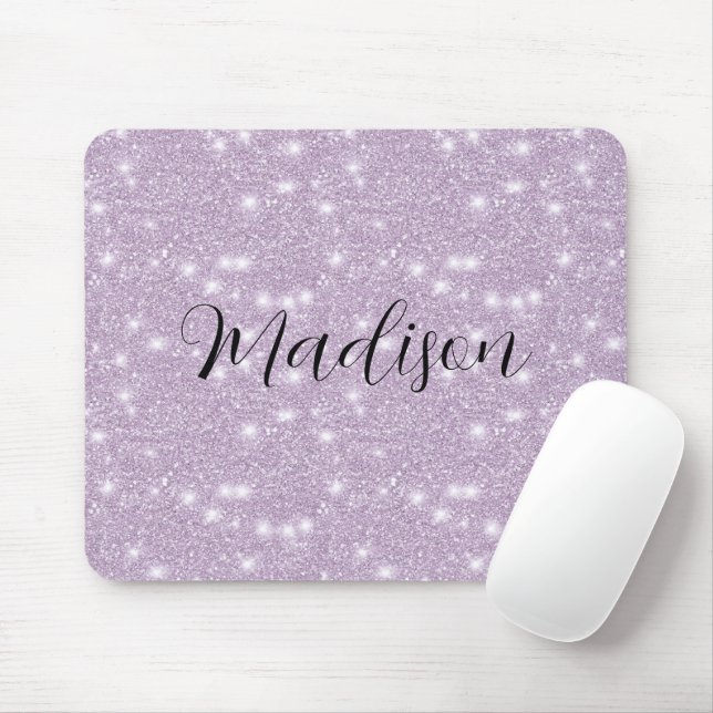 Girly Lavender Faux Glitter Sparkle Mouse Mat (With Mouse)
