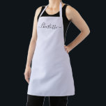 Girly lavender lilac custom script name monogram apron<br><div class="desc">Personalised lavender lilac custom modern script name text monogram solid plain colour girly stylish elegant chic lavender lilac and black text kitchen Apron. Customise,  personalise it with name,  quote,  phrase,  or text.
Great for cooks,  chefs,  pottery,  ceramics,  crafts,  work,  kitchen,  baking,  bbq,  grill,  etc</div>