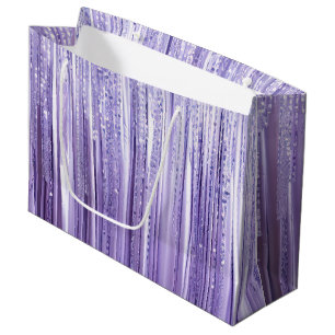 Girly Lavender Purple Glam Tinsel Stripes  Large Gift Bag