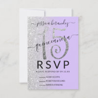 Girly Lavender Silver Glitter Ombre Quinceañera