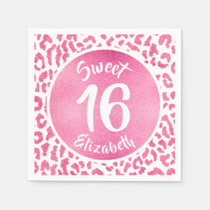 Girly Leopard Birthday Party Napkin