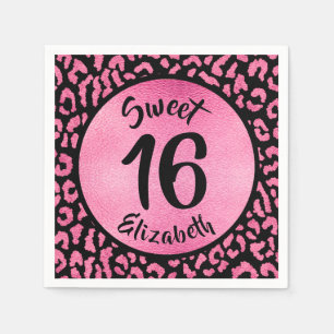 Girly Leopard Birthday Party Napkin