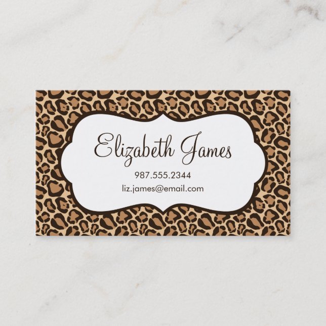 Girly Leopard Print Business Card (Front)