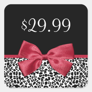 Girly Leopard Print Price Tags Cute Red Ribbon