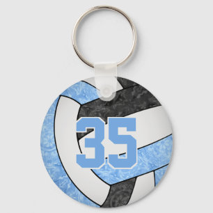 girly light blue black volleyball club name key ring