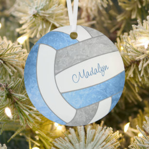 girly light blue grey keepsake gifts volleyball metal tree decoration