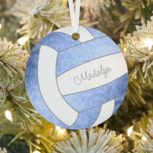 girly light blue keepsake volleyball metal tree decoration