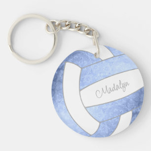 girly light blue volleyball personalised key ring