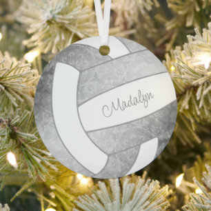 girly light gray keepsake sports gifts volleyball metal tree decoration