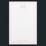 Girly Light Pink Bow and Stripes Border Stationery<br><div class="desc">Girly Light Pink Bow and Stripes Border Stationery</div>
