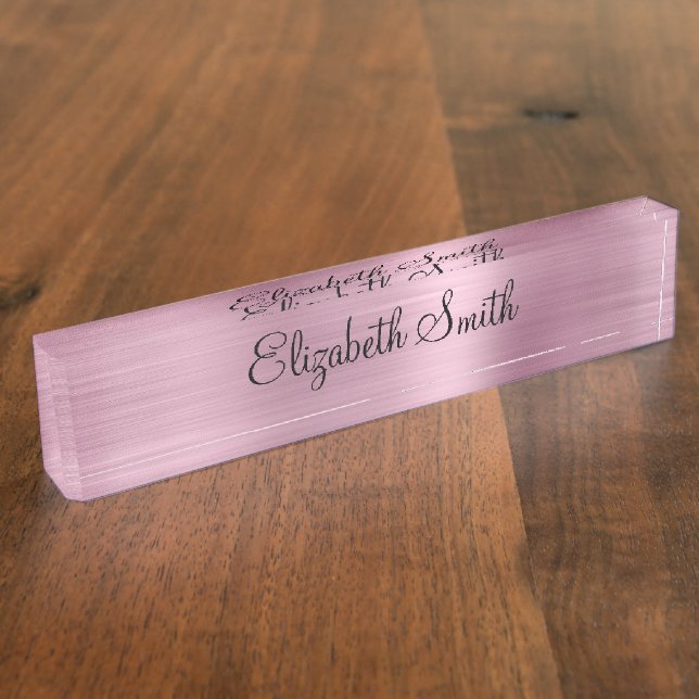 Girly Light Pink Metallic Nameplate (Side)